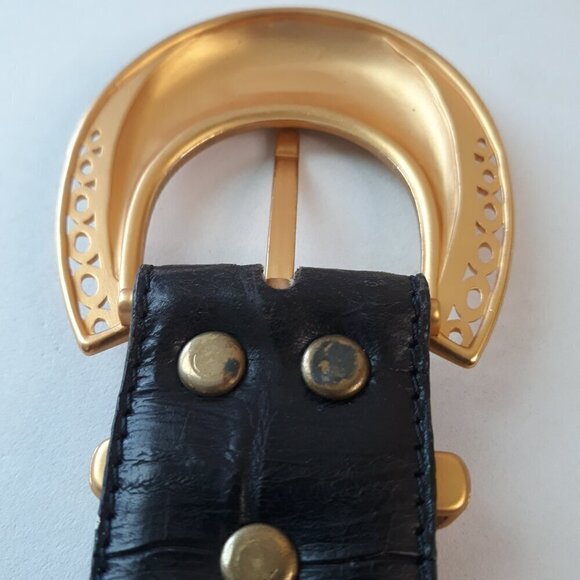 Belts by Simon Black Alligator Print Leather Belt M Glam Dressy Work - Picture 10 of 15